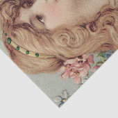 髪ビクトリアンにピンクの花を付けた女性 薄葉紙 (詳細)