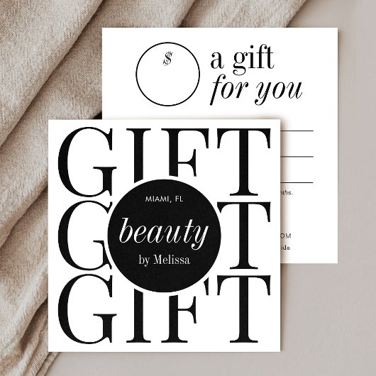 髪ミニマルモダン美しいサロンギフト券 スクエア名刺