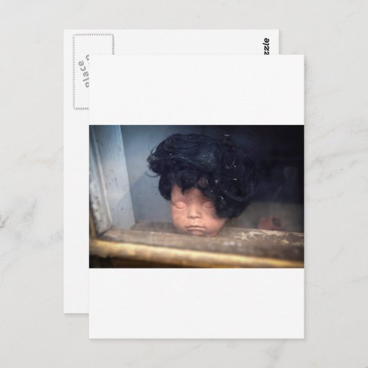 髪付き窓の悪い髪の日のヴィンテージ人形 ポストカード (正面/裏面)