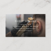 髪切り写真と口ひげロゴBarbershop 名刺 (裏面)