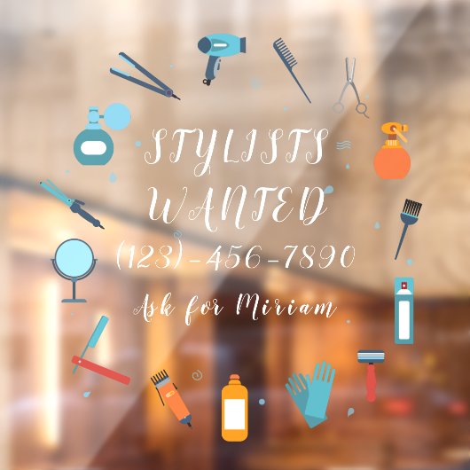 髪型をカスタマイズできる美容院スタイリスト募集ショップシンボル ウィンドウサイン (シート2)