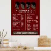 髪型・ヘアスタイル, 男性理容師 料金一覧 ポスター (キッチン)