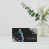 髪編みスタイリスト編み組みサロンホログラフィックバス 名刺 (スタンド正面)