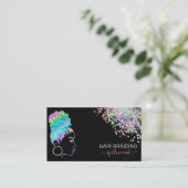 髪編みスタイリスト編み組みサロンホログラフィックバス 名刺 (スタンド正面)