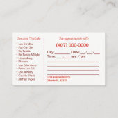 髪編みロシカン名刺テンプレート 予約カード (裏面)