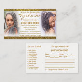 髪編みロシカン名刺テンプレート 予約カード (正面/裏面)