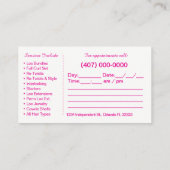 髪編みロシカン名刺テンプレート 予約カード (裏面)