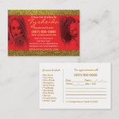 髪編みロシカン名刺テンプレート 予約カード (正面/裏面)