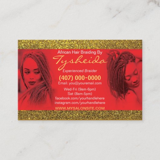 髪編みロシカン名刺テンプレート 予約カード (正面)