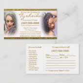 髪編みロシカン名刺テンプレート 予約カード (正面/裏面)