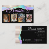 髪編み組み編みスタイリスト写真追加ホログラフィック 名刺 (正面/裏面)