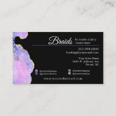 髪編組サロン紫ホログラフィ金ゴールド 名刺 (裏面)