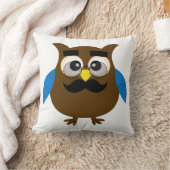 髭およびガラスを持つレトロのかわいいフクロウ クッション (ブランケット)