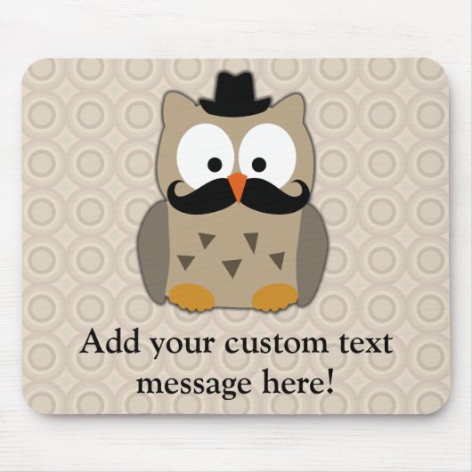 髭および帽子を持つフクロウ マウスパッド (正面)