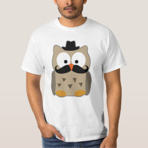 髭および帽子を持つフクロウ Tシャツ