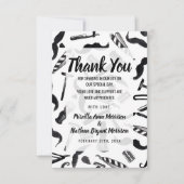 髭かみそりの電気かみそりの水彩画の理容師パターン サンキューカード (正面)