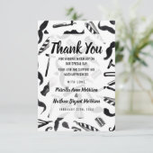 髭かみそりの電気かみそりの水彩画の理容師パターン サンキューカード (スタンド正面)