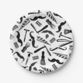 髭かみそりの電気かみそりの水彩画の理容師パターン ペーパープレート (正面)