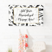 髭かみそりの電気かみそりの水彩画の理容師パターン 横断幕 (インサイチュ)