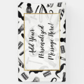 髭かみそりの電気かみそりの水彩画の理容師パターン 横断幕 (縦)