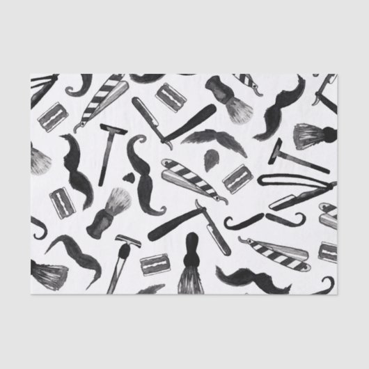 髭かみそりの電気かみそりの水彩画の理容師パターン 薄葉紙 (正面)