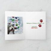 髭があるコリーのクリスマスのギフト シーズンカード (内部)