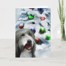 髭があるコリーのクリスマスのギフト シーズンカード