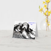 髭があるコリーのメッセージカード カード (黄色い花)