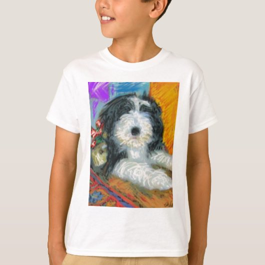 髭があるコリーの子犬 Tシャツ (正面)