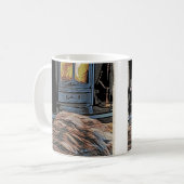 髭があるコリーの敷物のマグ コーヒーマグカップ (正面左)