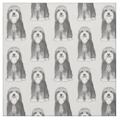 髭があるコリーの漫画犬パターン ファブリック (見本)