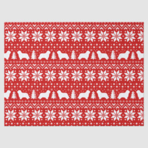 髭があるコリーはクリスマスパターン赤のシルエットを描きます 薄葉紙