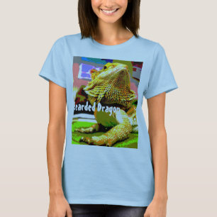 髭があるドラゴンによって合われるぼろきれのTシャツ Tシャツ