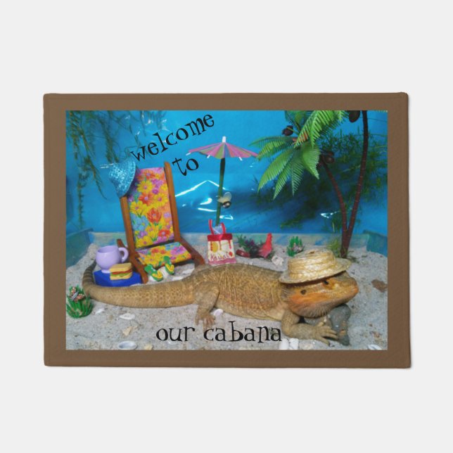 髭があるドラゴンのドア・マット ドアマット (正面)