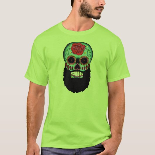 髭がある砂糖のスカル Tシャツ (正面)