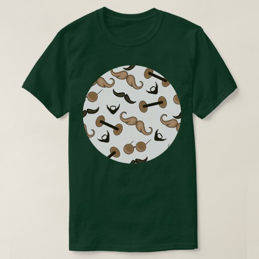 髭とダンベルの模様 Tシャツ (デザイン正面)
