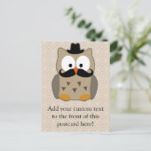 髭と帽子をかぶったフクロウ ポストカード (スタンド正面)