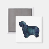 髭のあるコリー犬が黒いシルエットを育てる マグネット (正面/裏面)