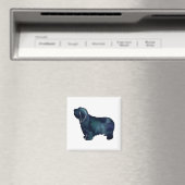 髭のあるコリー犬が黒いシルエットを育てる マグネット (インサイチュ (食洗機))