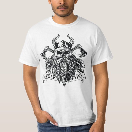 髭のあるバイキング戦士 Tシャツ (正面)
