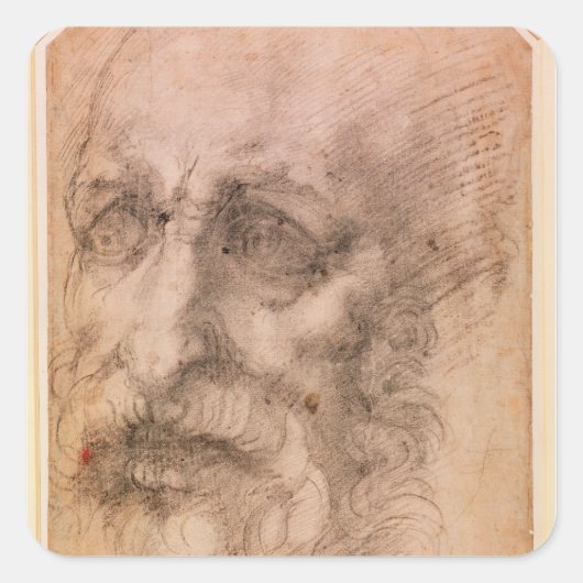 髭のあるポートレート スクエアシール (正面)