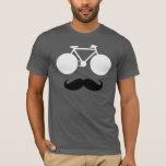 髭のある白い自転車 Tシャツ<br><div class="desc">目が自転車の車輪で、黒い口ひげのある顔。バイクもしくは自転車に乗る人の口ひげファッションアイディア</div>