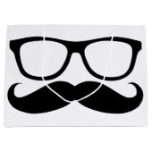 髭のおたくの黒のグラフィック ラージペーパーバッグ (正面)