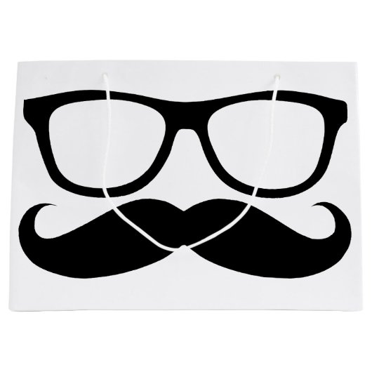 髭のおたくの黒のグラフィック ラージペーパーバッグ (正面)