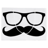 髭のおたくの黒のグラフィック ラージペーパーバッグ (裏面)