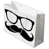 髭のおたくの黒のグラフィック ラージペーパーバッグ (正面アングル)