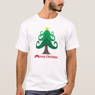 髭のクリスマスツリーとのメリークリスマス Tシャツ
