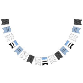 髭のテーマの青及び黒いハッピーバースデーの旗 バンティングフラッグ