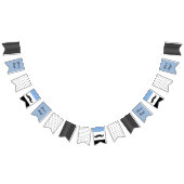 髭のテーマの青及び黒いベビーシャワーの旗 バンティングフラッグ (全)