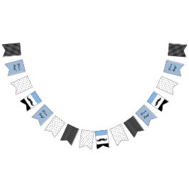 髭のテーマの青及び黒いベビーシャワーの旗 バンティングフラッグ
